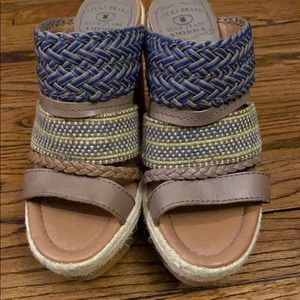 Lucky brand stacked platforms braided straps